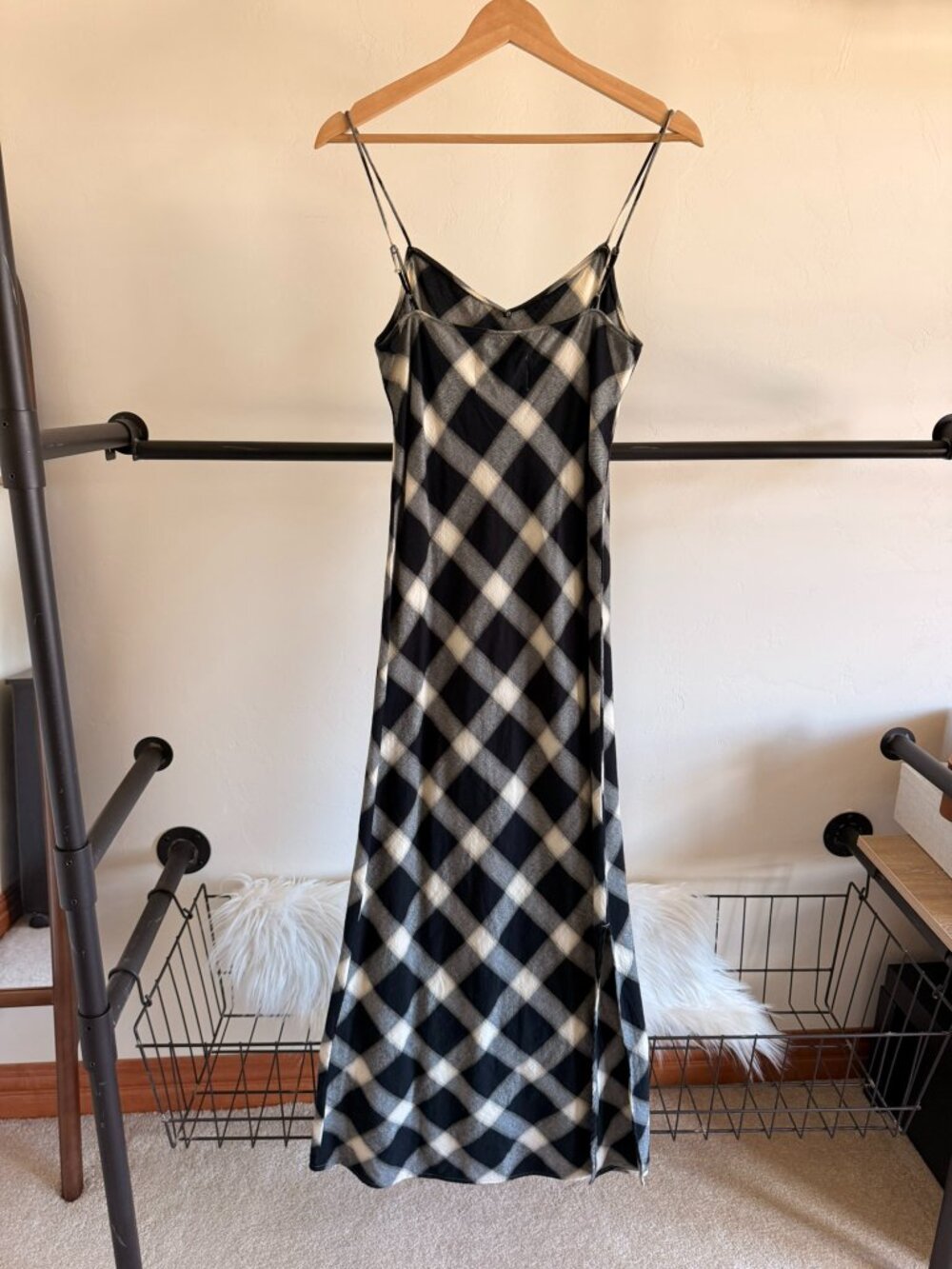 NWT Pistola Mari Black & White Multi Plaid Midi Slip Dress S - Picture 11 of 13